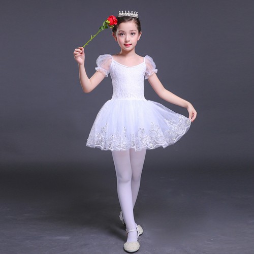 Girls children ballet dance dresses swan lake tutu skirt lace competition stage performance professional costumes